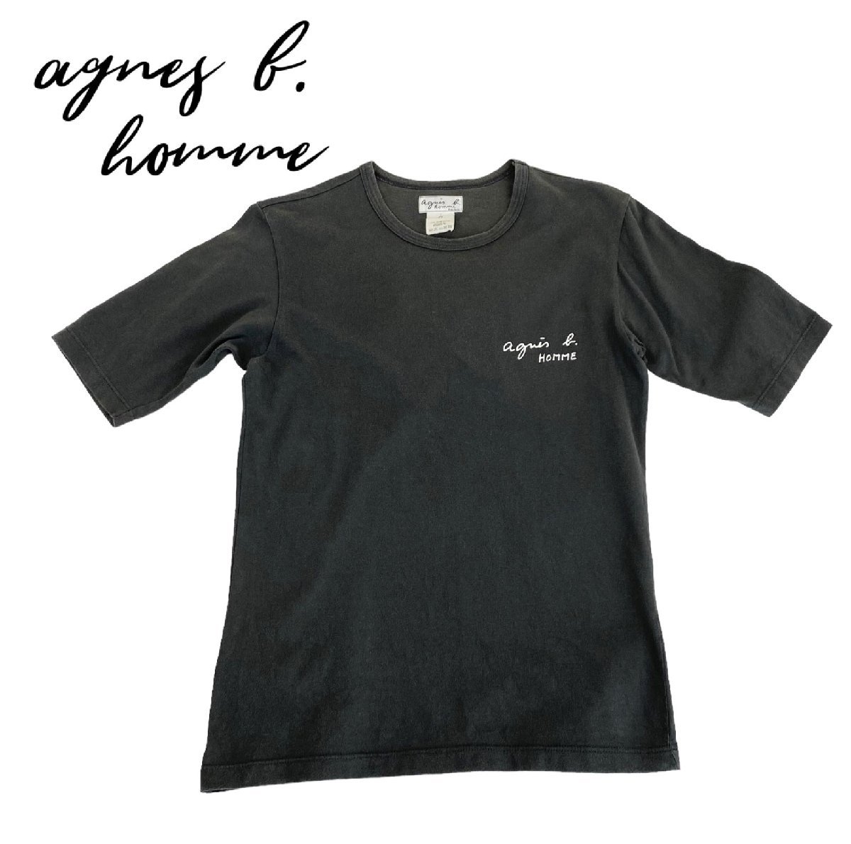 中古 アニエスベー オム agnes b.homme 半袖 Tシャツ ダークグレー メンズ サイズ0_画像1