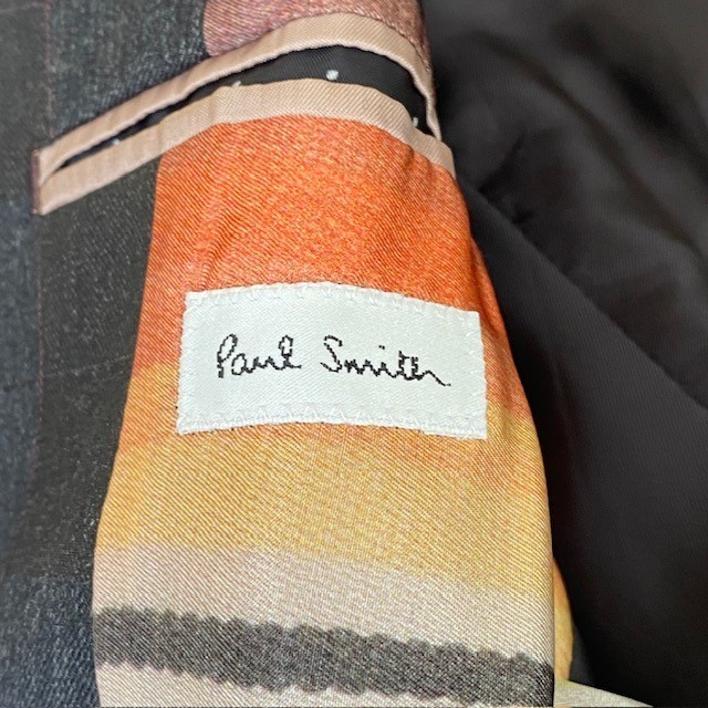  б/у Paul Smith Paul Smith tailored jacket в клетку шерсть серый × Brown мужской S размер 