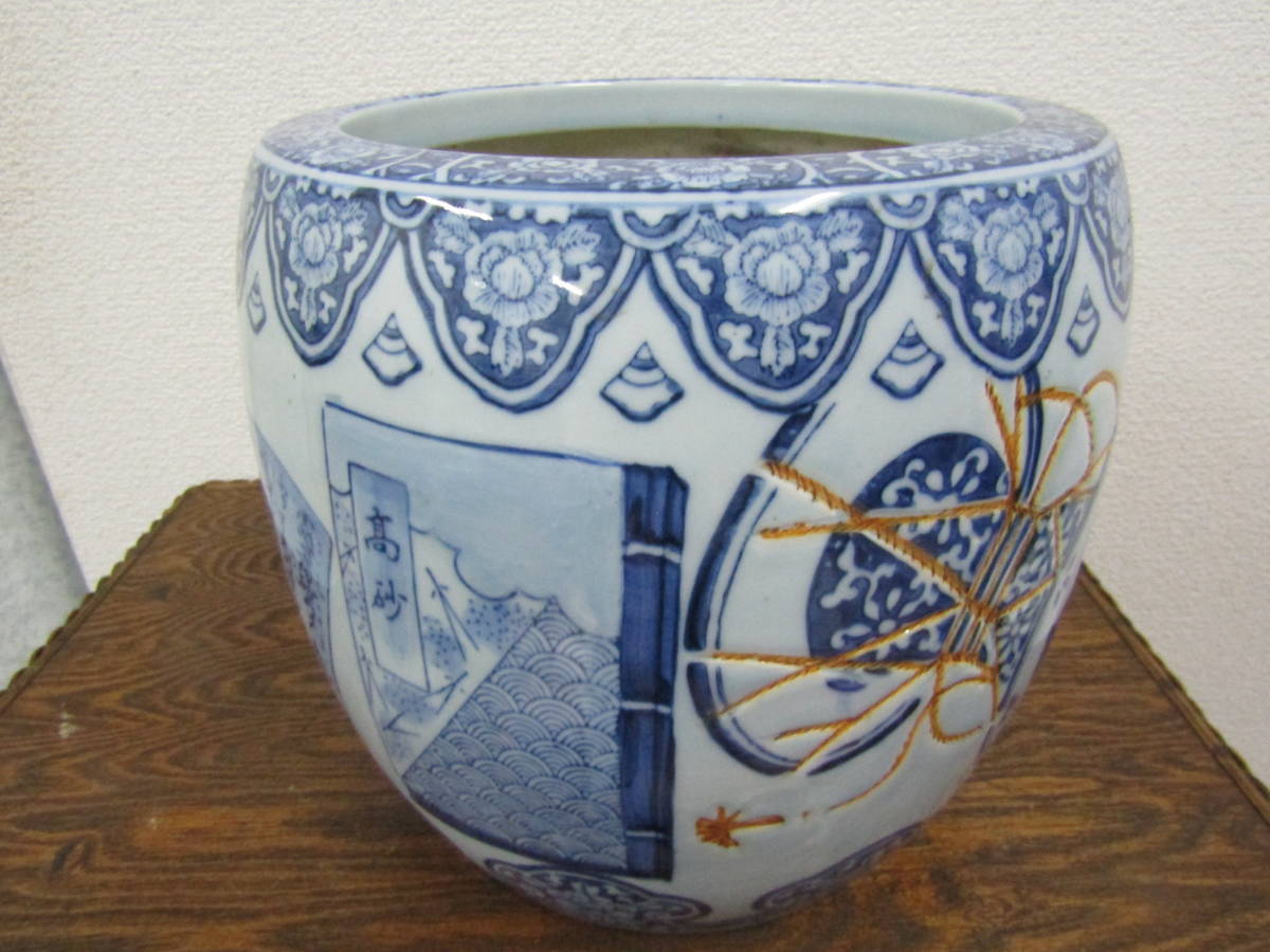 通販オンライン 伊万里焼 染付 印判画 人名 窓画 火鉢 古玩 骨董 www