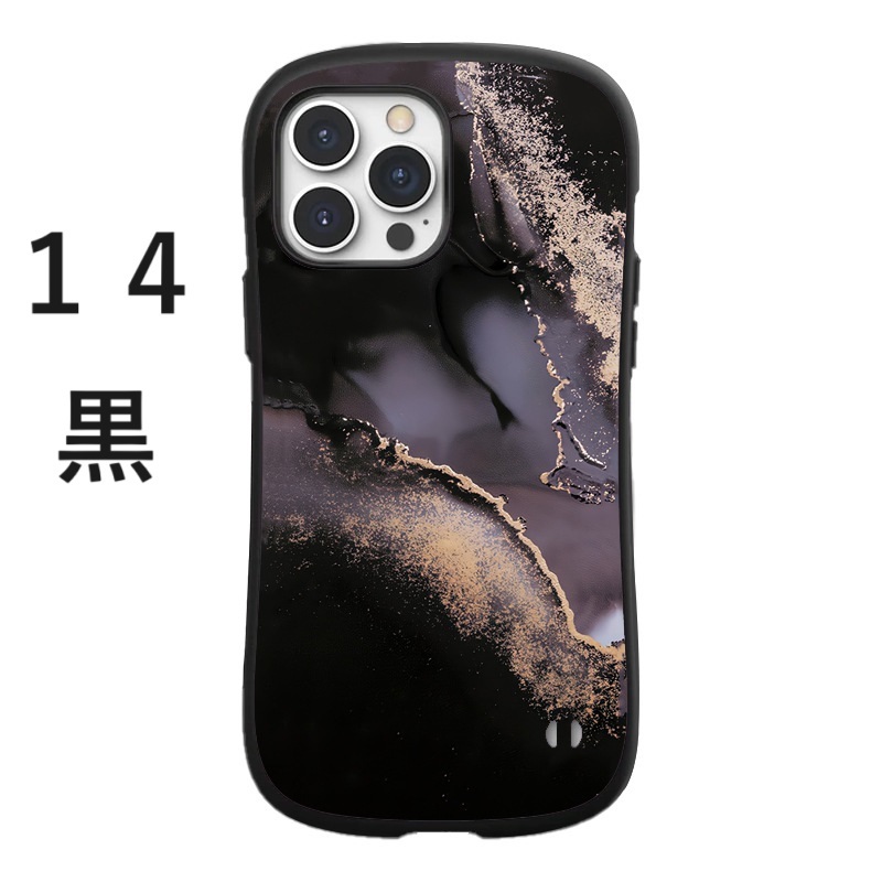 iPhone14 ケース 大理石模様 黒 iface型 耐衝撃_画像1