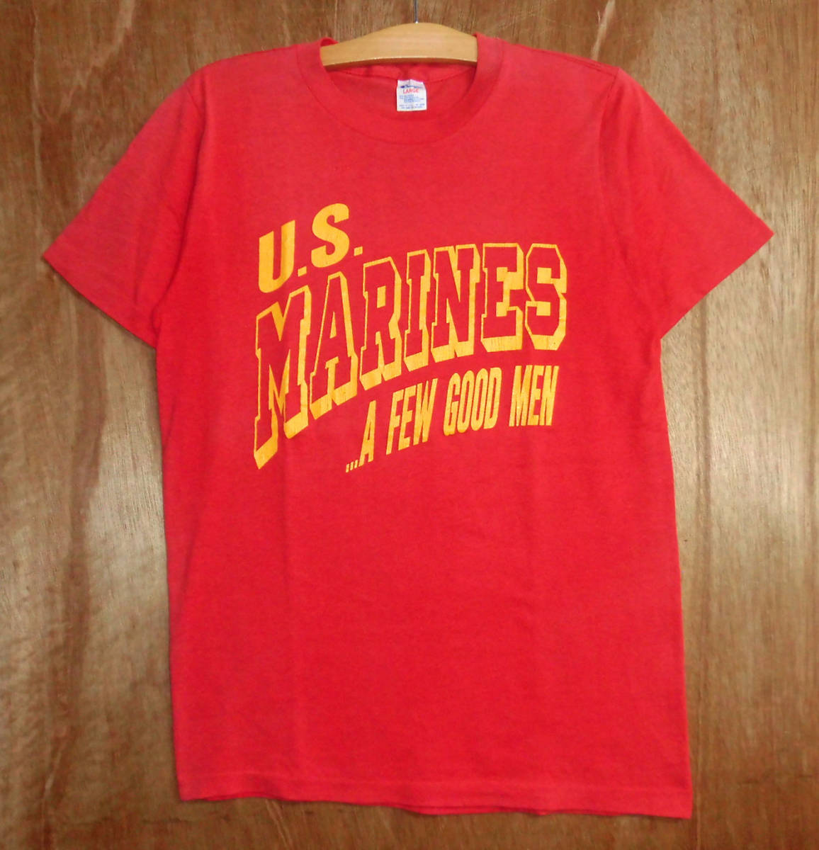 80’S Champion チャンピオン MADE IN USA U.S. MARINES アメリカ海兵隊 ビンテージ Tシャツ Lサイズ 赤の画像1