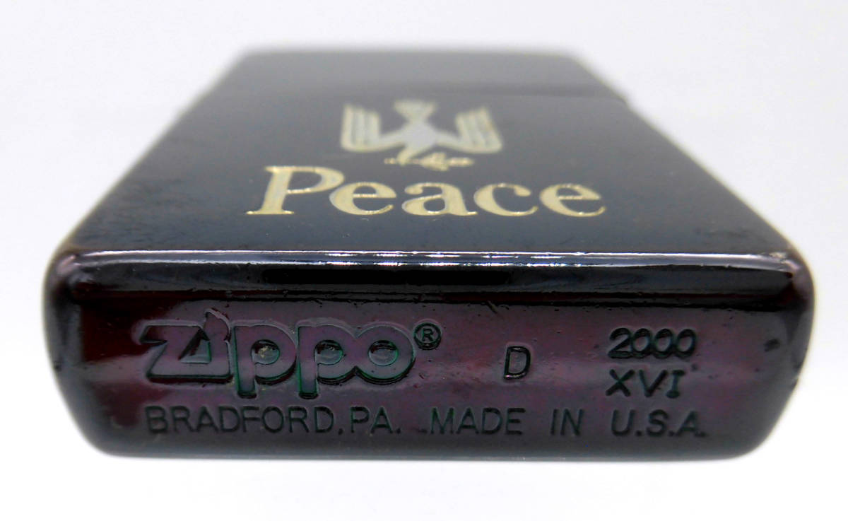 非売品 ZIPPO ジッポ 2000年製 Peace ピース ブルーチタン オイル