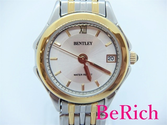 ベントレー BENTLEY レディース 腕時計 BK7030 白 ホワイト 文字盤 SS ブレス ゴールド シルバー デイト【中古】ht2472_画像1