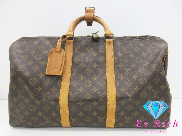 ルイ ヴィトン LOUIS VUITTON ボストンバッグ モノグラム キーポル 50 M41426 ブラウン 茶 PVC レザー ロゴ 【中古】【送料無料】 bk8631_画像1