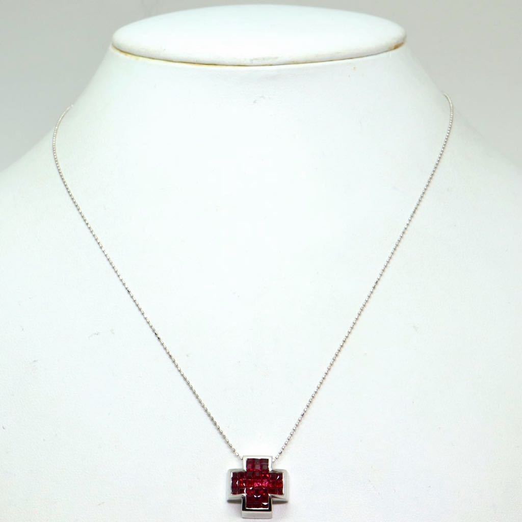 笠原真寿美(カサハラマスミ)《K18WG天然ルビーネックレス》J 6.2g 44.0cm ruby necklace jewelry ジュエリー ED5_画像3