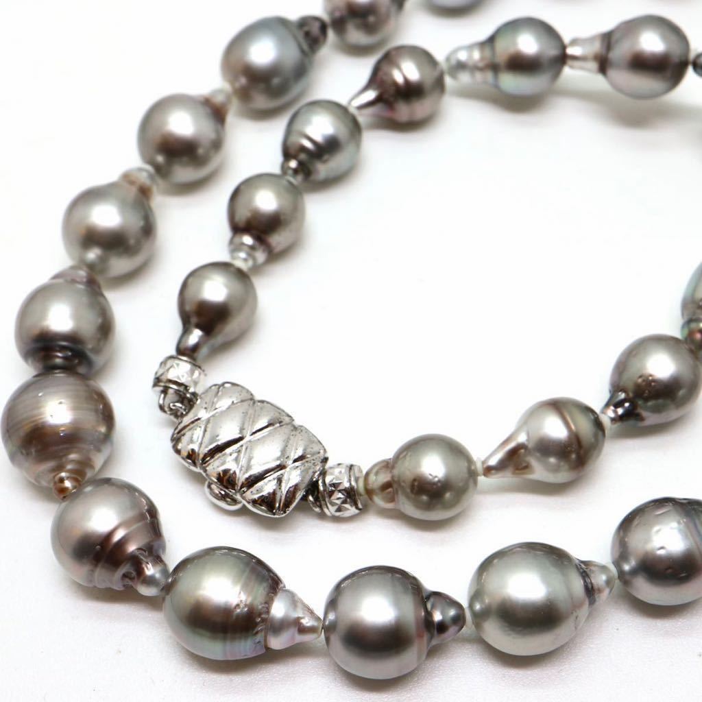 《南洋黒蝶真珠ネックレス》J ◎52.6g 47cm 8.5-11.5mm珠 真珠 pearl necklace ジュエリー jewelry EB0/EB0★_画像1
