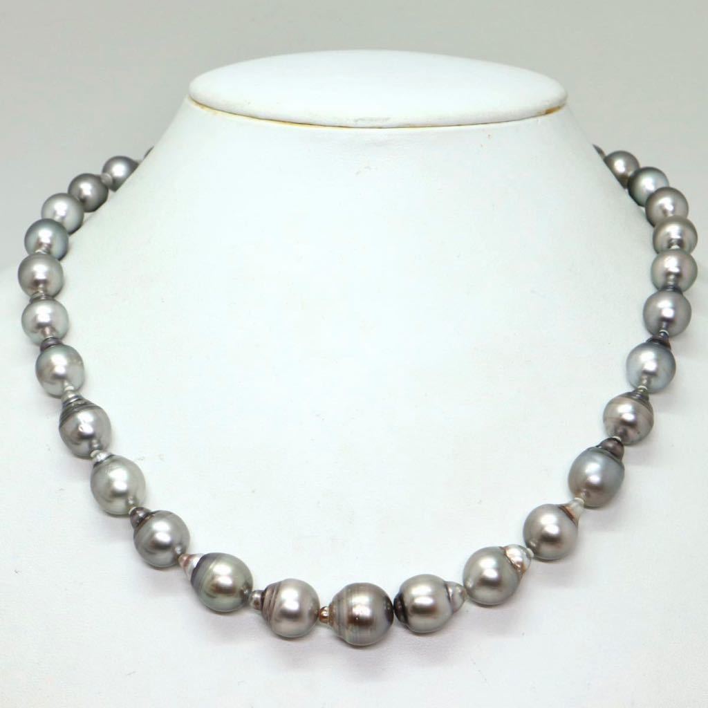《南洋黒蝶真珠ネックレス》J ◎52.6g 47cm 8.5-11.5mm珠 真珠 pearl necklace ジュエリー jewelry EB0/EB0★_画像2