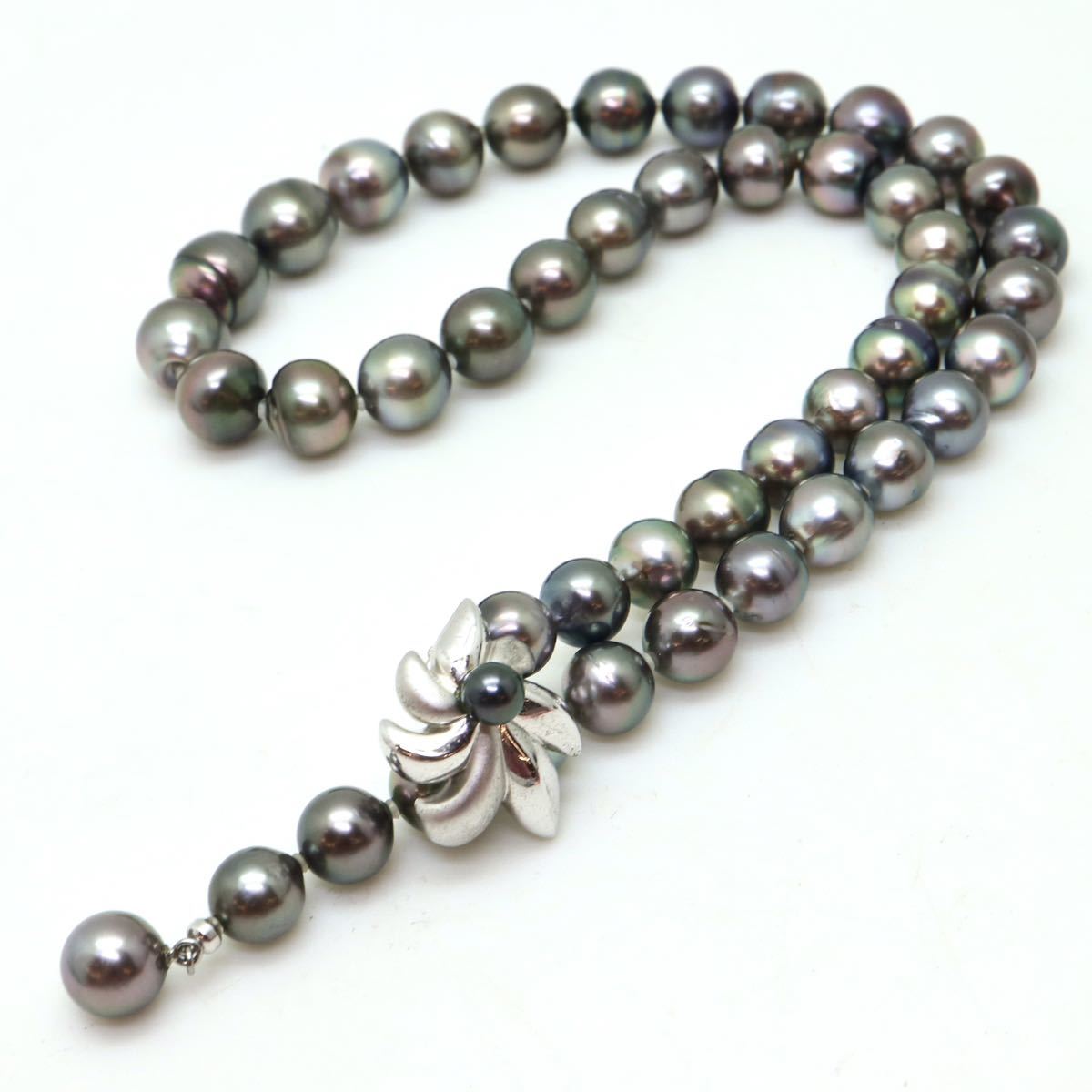 テリ良し!!《南洋黒蝶真珠ネックレス》J 8.0-11.0mm珠 58.8g 48cm pearl necklace ジュエリー jewelry EA5/EB1_画像7