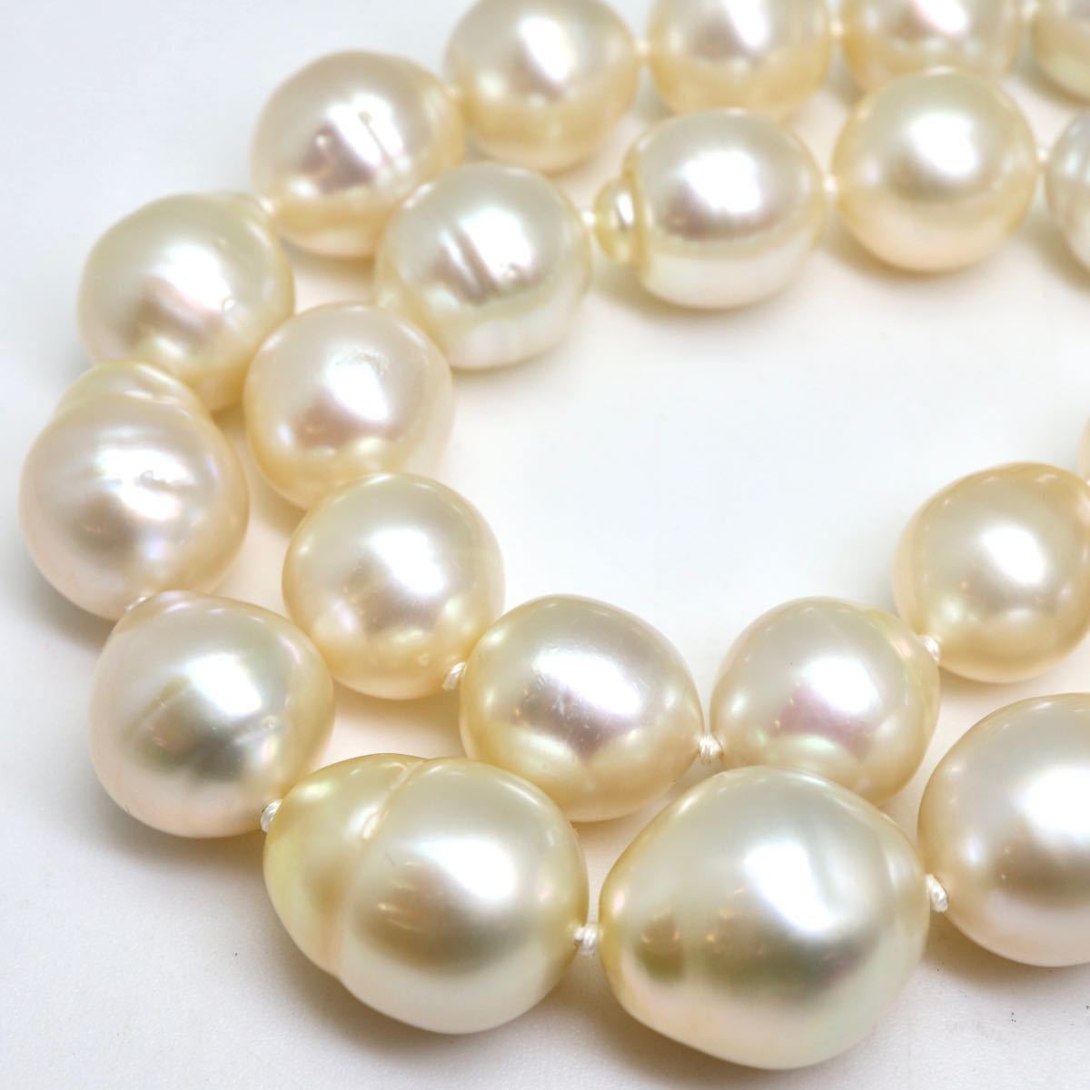 大珠!!《南洋白蝶真珠アクセサリーパーツ》J 10.5-13.5mm珠 69.0g 40cm pearl necklace ジュエリー jewelry _画像1
