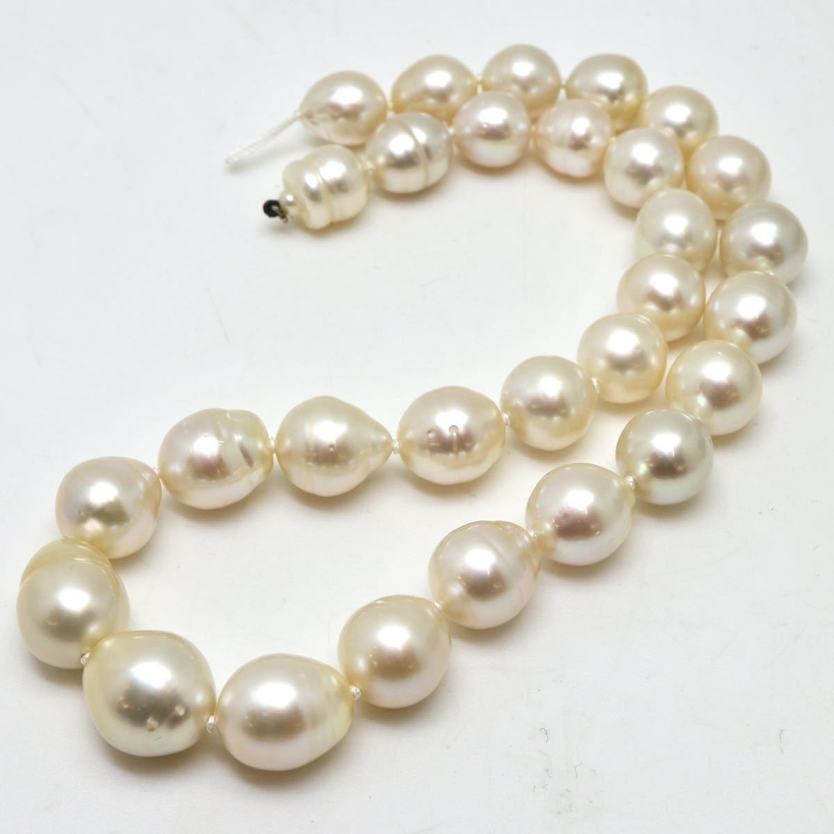 大珠!!《南洋白蝶真珠アクセサリーパーツ》J 10.5-13.5mm珠 69.0g 40cm pearl necklace ジュエリー jewelry _画像5