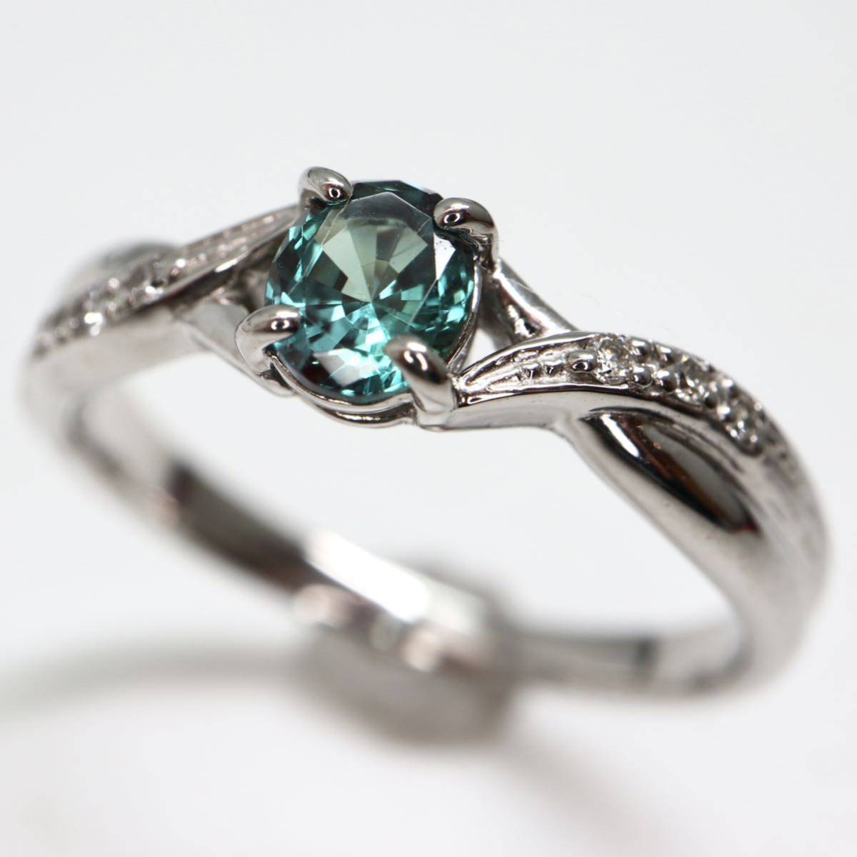 ソーティング付!!《K18WG天然ダイヤモンド/アレキサンドライトリング》J 3.5g 13号 0.36ct 0.03ct diamond ring alexandrite 指輪 EB7/-_画像4