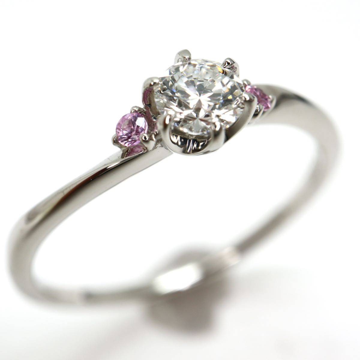 《Pt950 天然ダイヤモンド/カラーストーンリング》J 2.1g 11号 0.207ct 指輪 diamond ring jewelry ジュエリー BJ1/BJ1_画像1