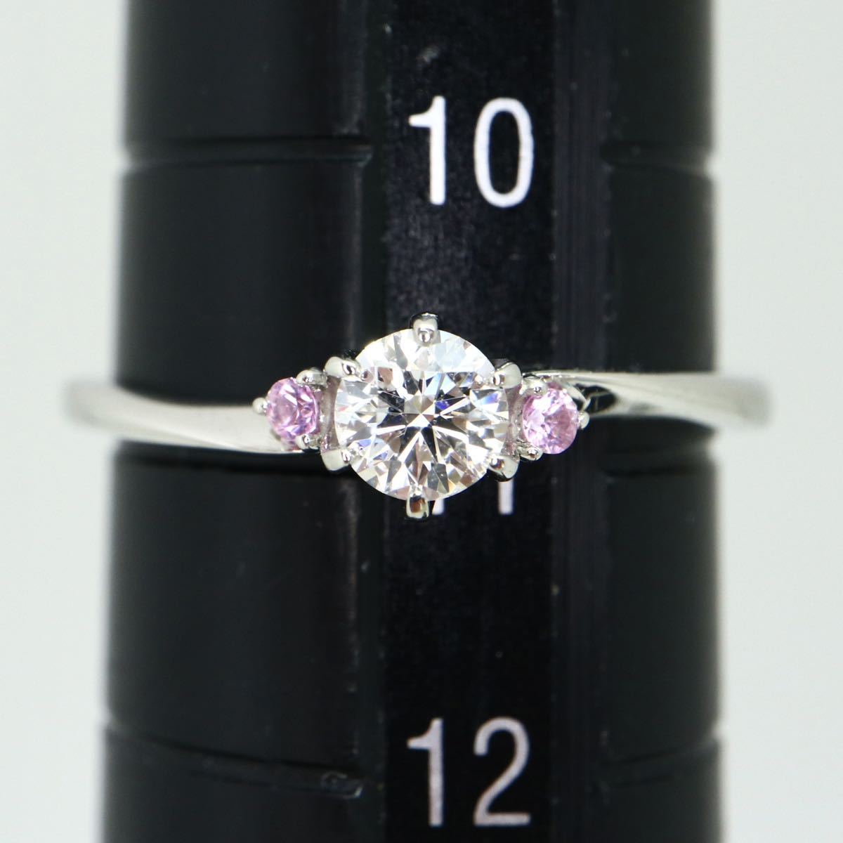 《Pt950 天然ダイヤモンド/カラーストーンリング》J 2.1g 11号 0.207ct 指輪 diamond ring jewelry ジュエリー BJ1/BJ1_画像8