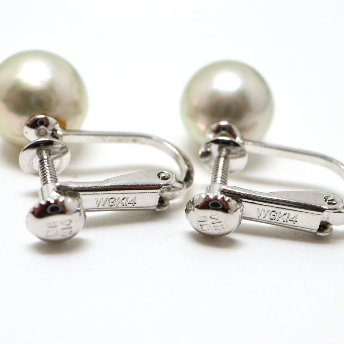 《アコヤ本真珠ネックレス&K14WGイヤリング》J 7.5-8.0mm珠 40.5g 42cm pearl necklace ジュエリー jewelry EA0/EA5_画像8