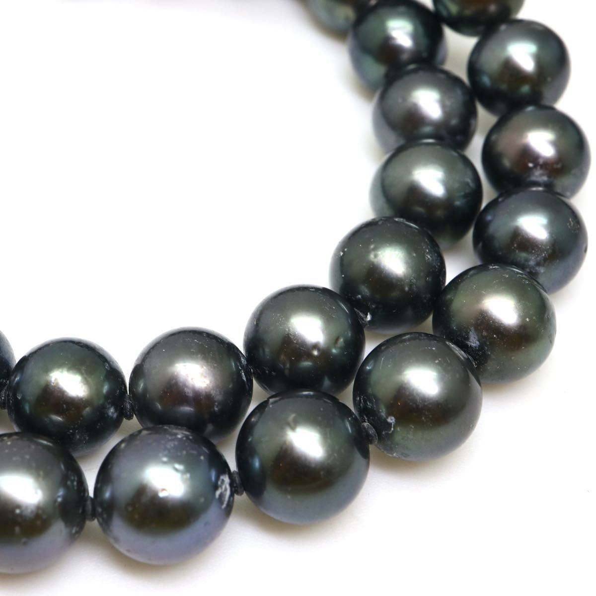 《南洋黒蝶真珠ネックレス》J 61.4g 46cm 8.5-10.5mm珠 黒蝶 パール pearl necklace ジュエリーjewelry EB5/EE0_画像4