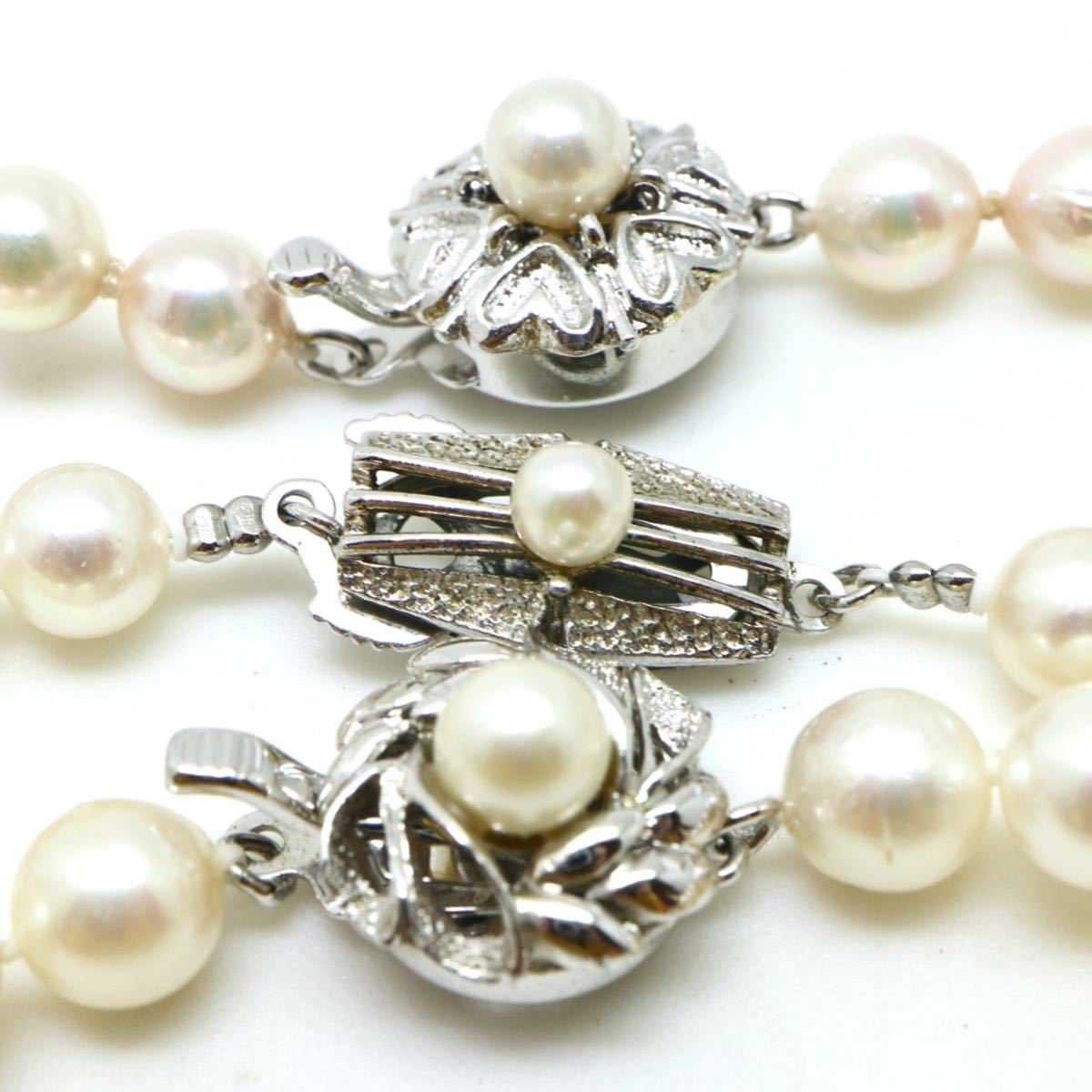 《アコヤ本真珠ネックレス3点おまとめ》J 約86.3g 6.5-7.5mm珠 pearl パール necklace ジュエリー jewelry EC8 ②_画像3