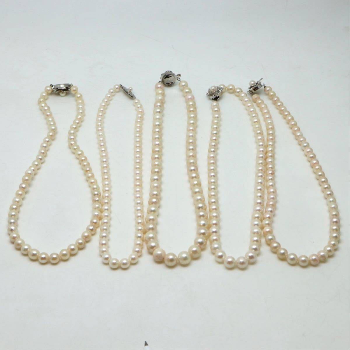 《アコヤ本真珠ネックレス5点おまとめ》J 約153.9g 6.0-8.5mm珠 pearl パール necklace ジュエリー jewelry EC3 ①_画像5