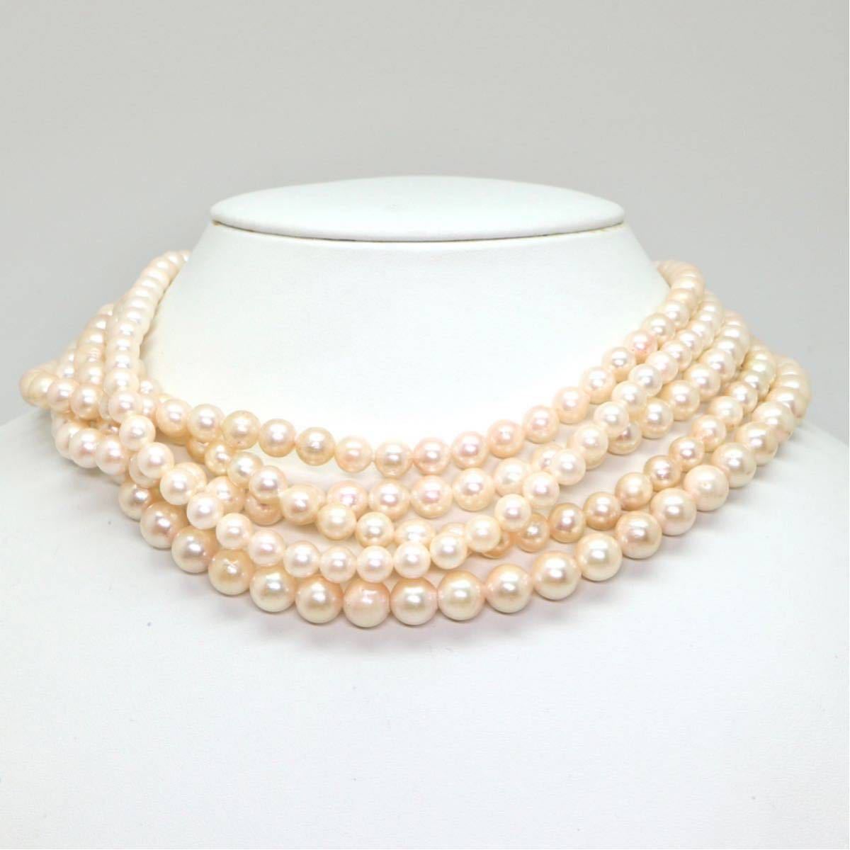 《アコヤ本真珠ネックレス5点おまとめ》J 約153.9g 6.0-8.5mm珠 pearl パール necklace ジュエリー jewelry EC3 ①_画像2