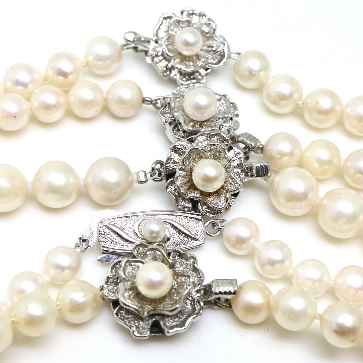 《アコヤ本真珠ネックレス5点おまとめ》J 約153.9g 6.0-8.5mm珠 pearl パール necklace ジュエリー jewelry EC3 ①_画像3