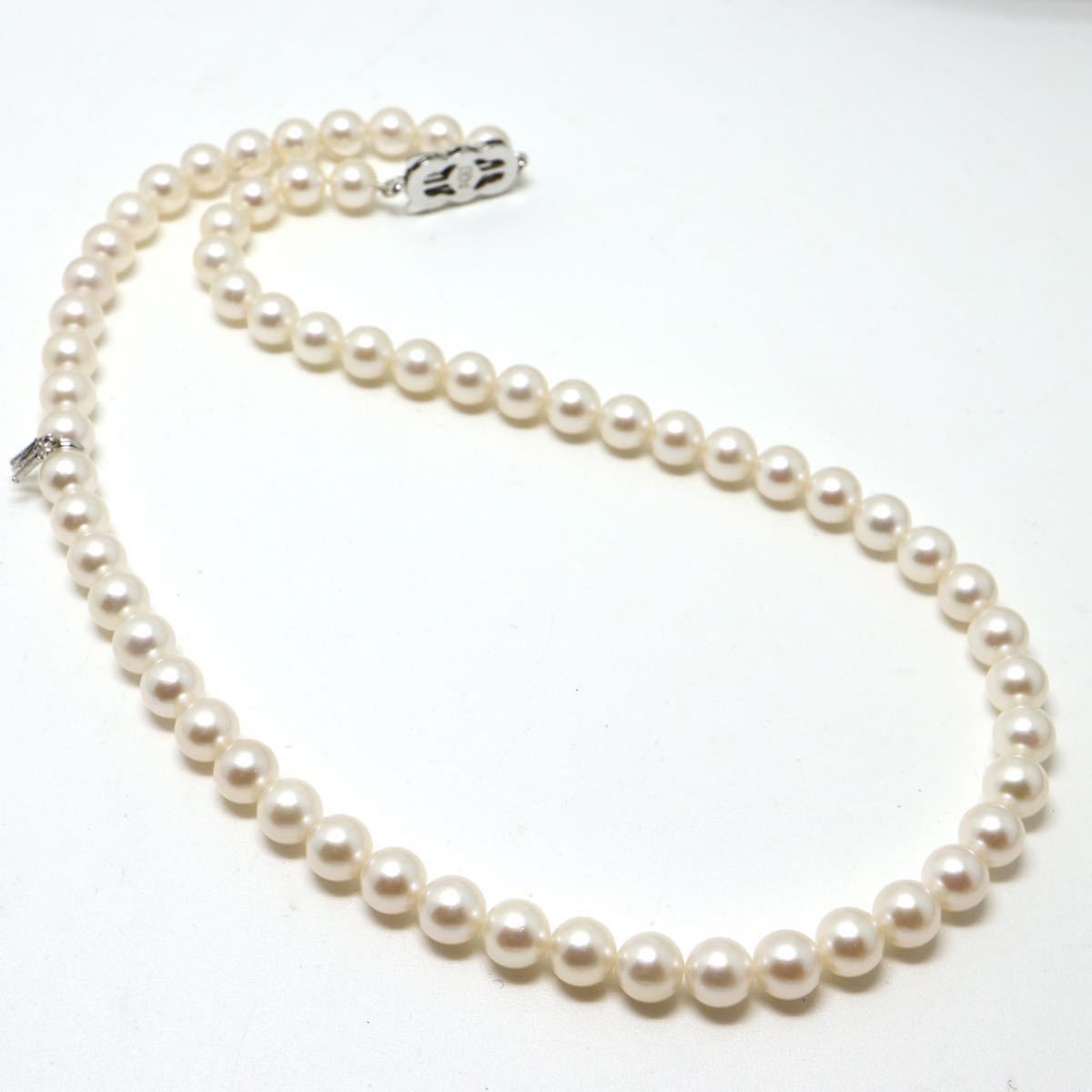 MIKIMOTO(ミキモト)高品質!!チャーム付き!!《アコヤ本真珠ネックレス》J 6.5-7.0mm珠 29.5g 43cm pearl necklace jewelry FA0/FA3_画像5