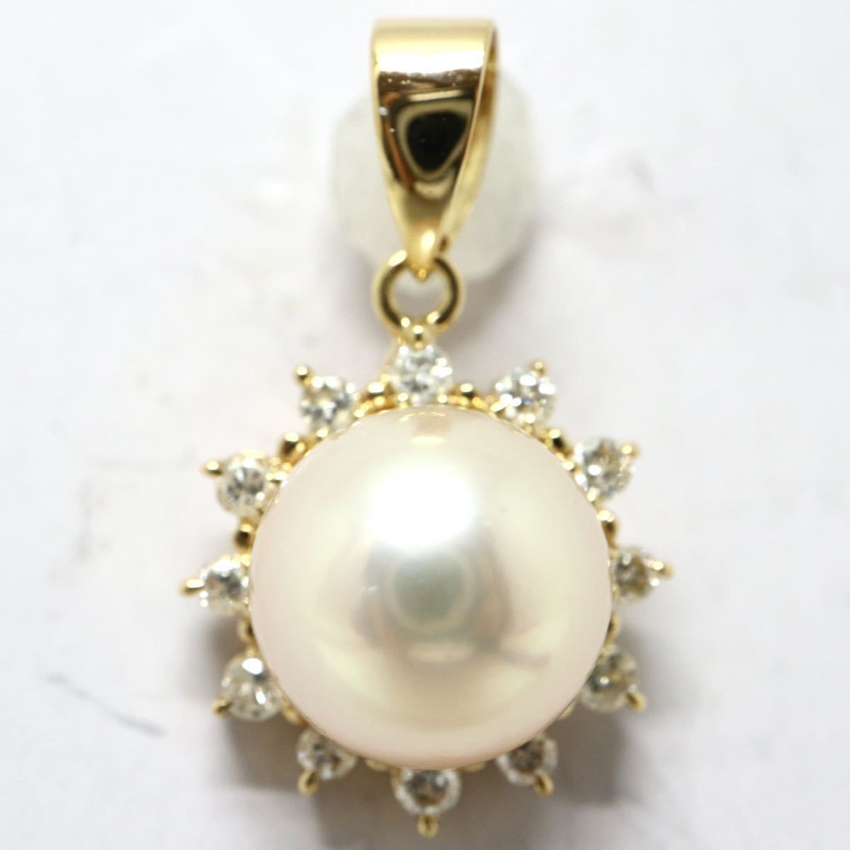 TASAKI(田崎真珠)《K18天然ダイヤモンド/アコヤ本真珠ペンダントトップ》J 約2.2g 0.15ct diamond pearl パールpendant jewelry EA3/EA4_画像1