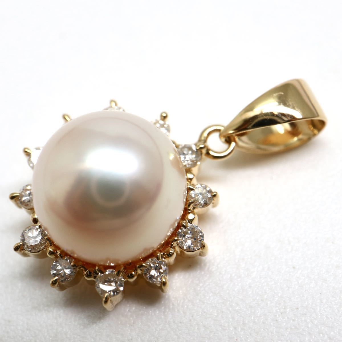 TASAKI(田崎真珠)《K18天然ダイヤモンド/アコヤ本真珠ペンダントトップ》J 約2.2g 0.15ct diamond pearl パールpendant jewelry EA3/EA4_画像6