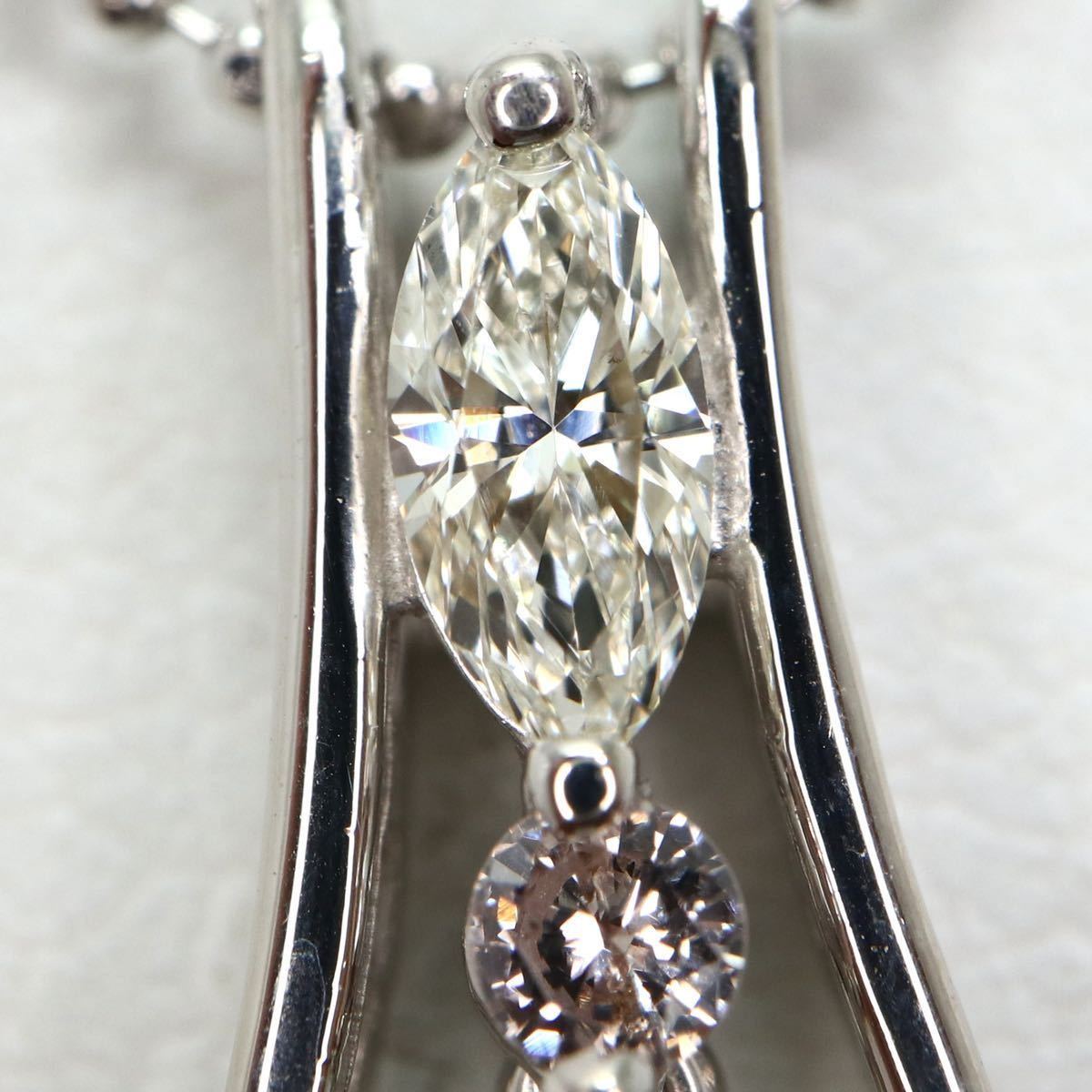 《K18 天然ダイヤモンドネックレス》J 約3.1g 約45cm 0.17ct 0.54ct diamond necklace jewelry ED3/ED3_画像5