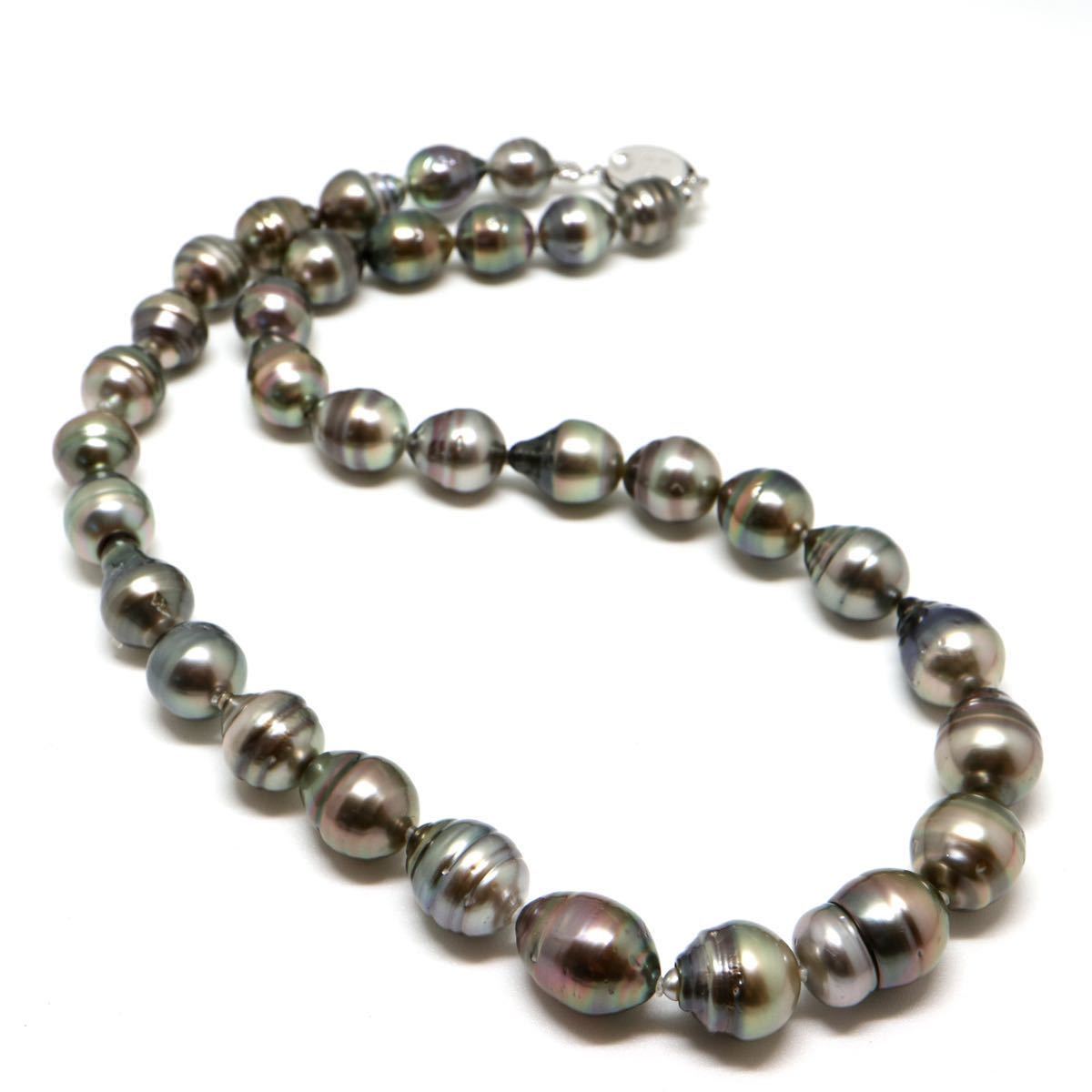《南洋黒蝶真珠ネックレス》J 9.0-12.0mm珠 70.0g 46cm pearl necklace ジュエリー jewelry EA0/EB5_画像5