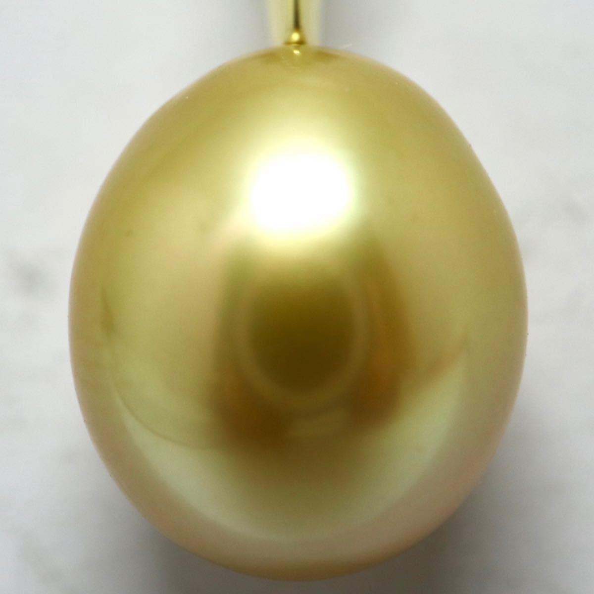 《K18天然ダイヤモンド/ゴールデンパールネックレス》J 2.4g 39.5cm 0.05ct 白蝶 南洋 ジュエリー jewelry diamond pearl パール EA2/EA2_画像4