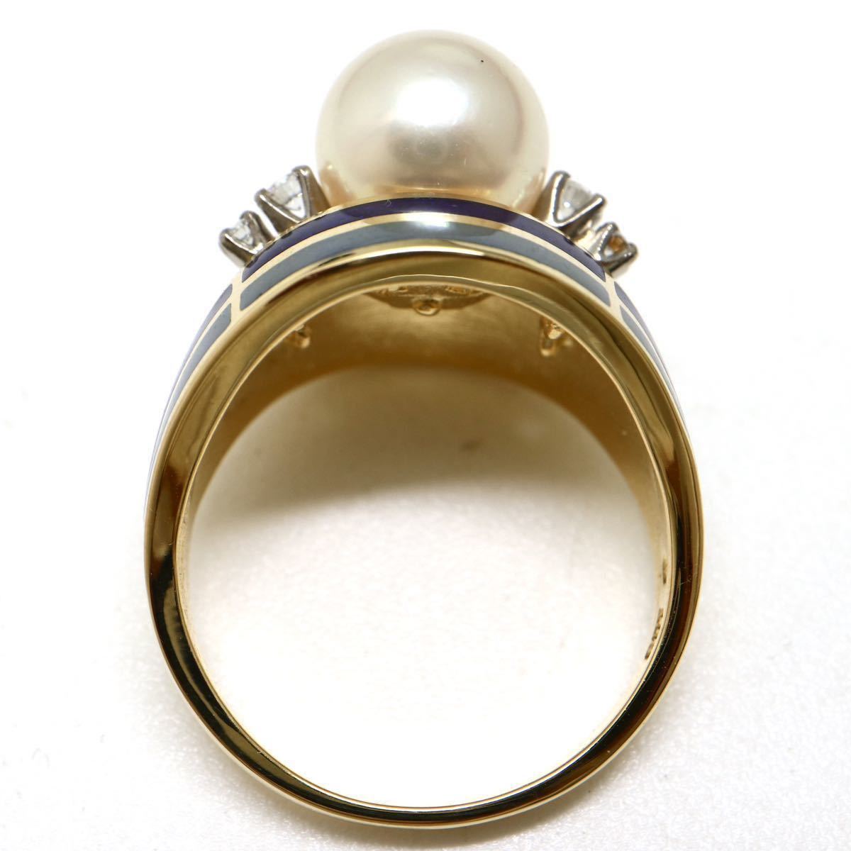 MIKIMOTO(ミキモト)《K18 天然ダイヤモンド/アコヤ本真珠リング》J 9.5号 6.8g diamond jewelry ring パール pearl ジュエリー ED7/ED7_画像5