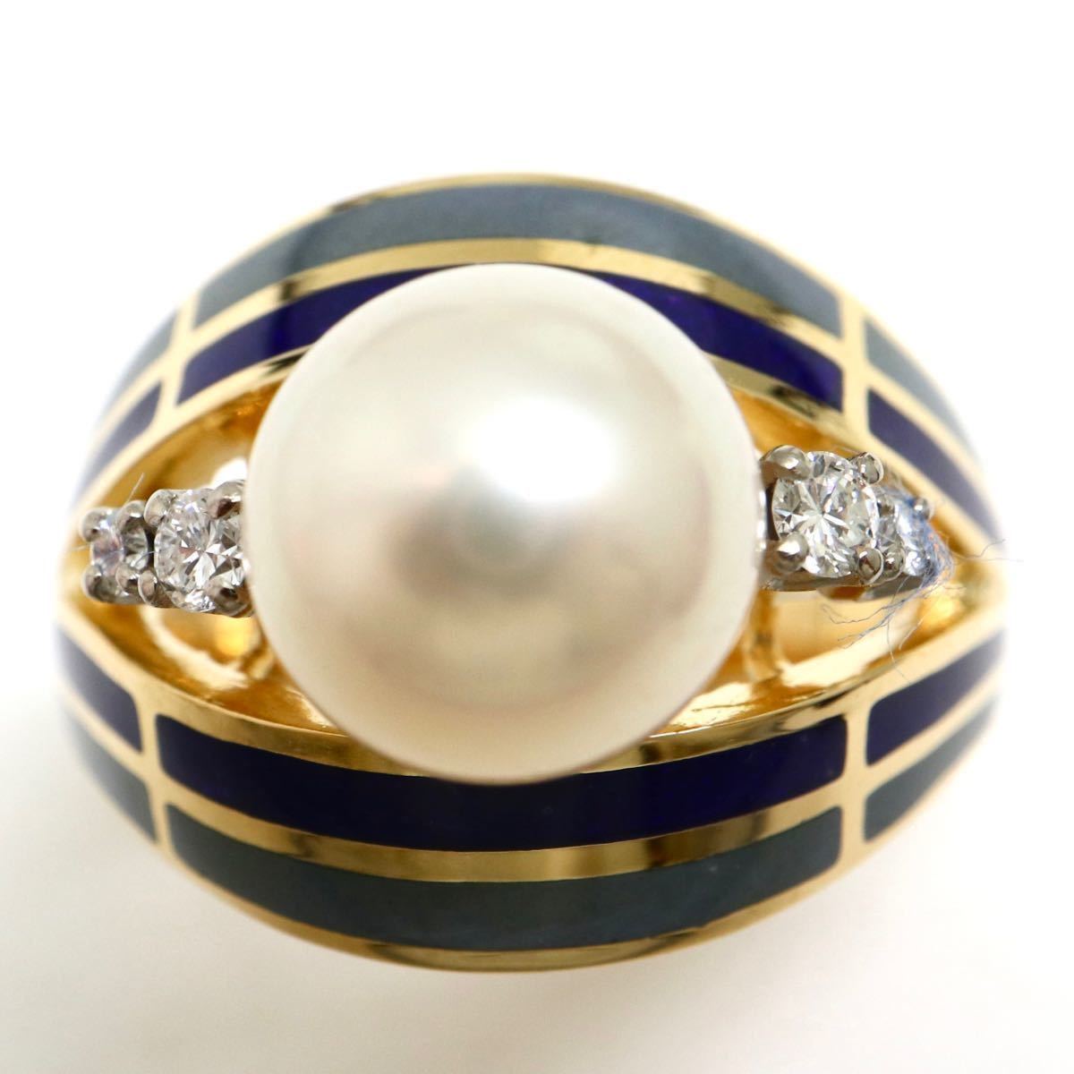 MIKIMOTO(ミキモト)《K18 天然ダイヤモンド/アコヤ本真珠リング》J 9.5号 6.8g diamond jewelry ring パール pearl ジュエリー ED7/ED7_画像2