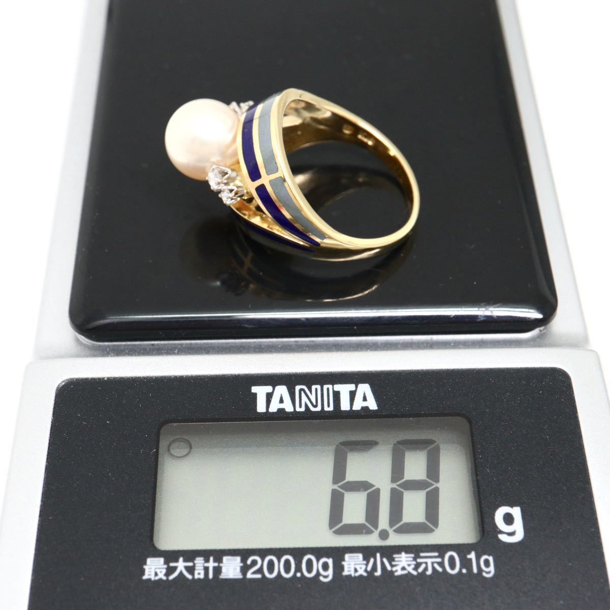 MIKIMOTO(ミキモト)《K18 天然ダイヤモンド/アコヤ本真珠リング》J 9.5号 6.8g diamond jewelry ring パール pearl ジュエリー ED7/ED7_画像10