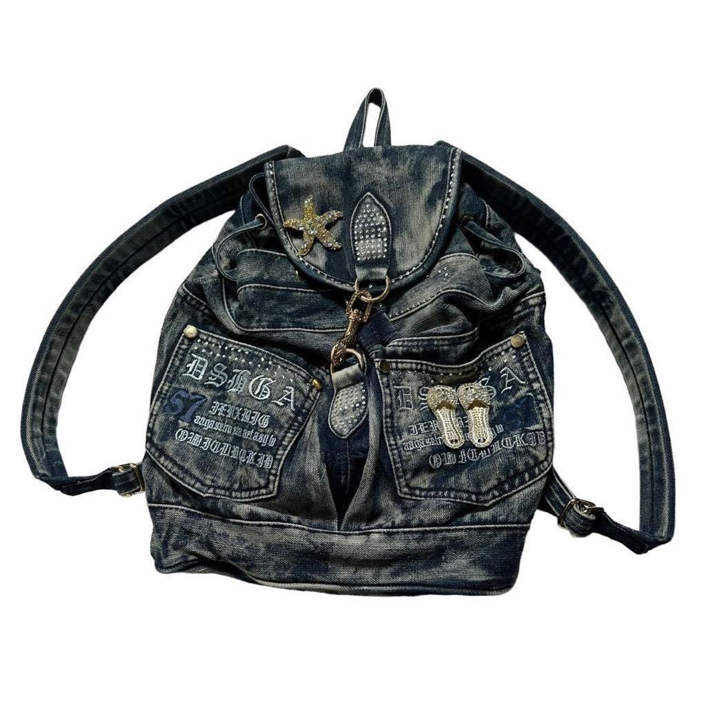 RARE Japanese Label Y2K Design denim bag 14th addiction share