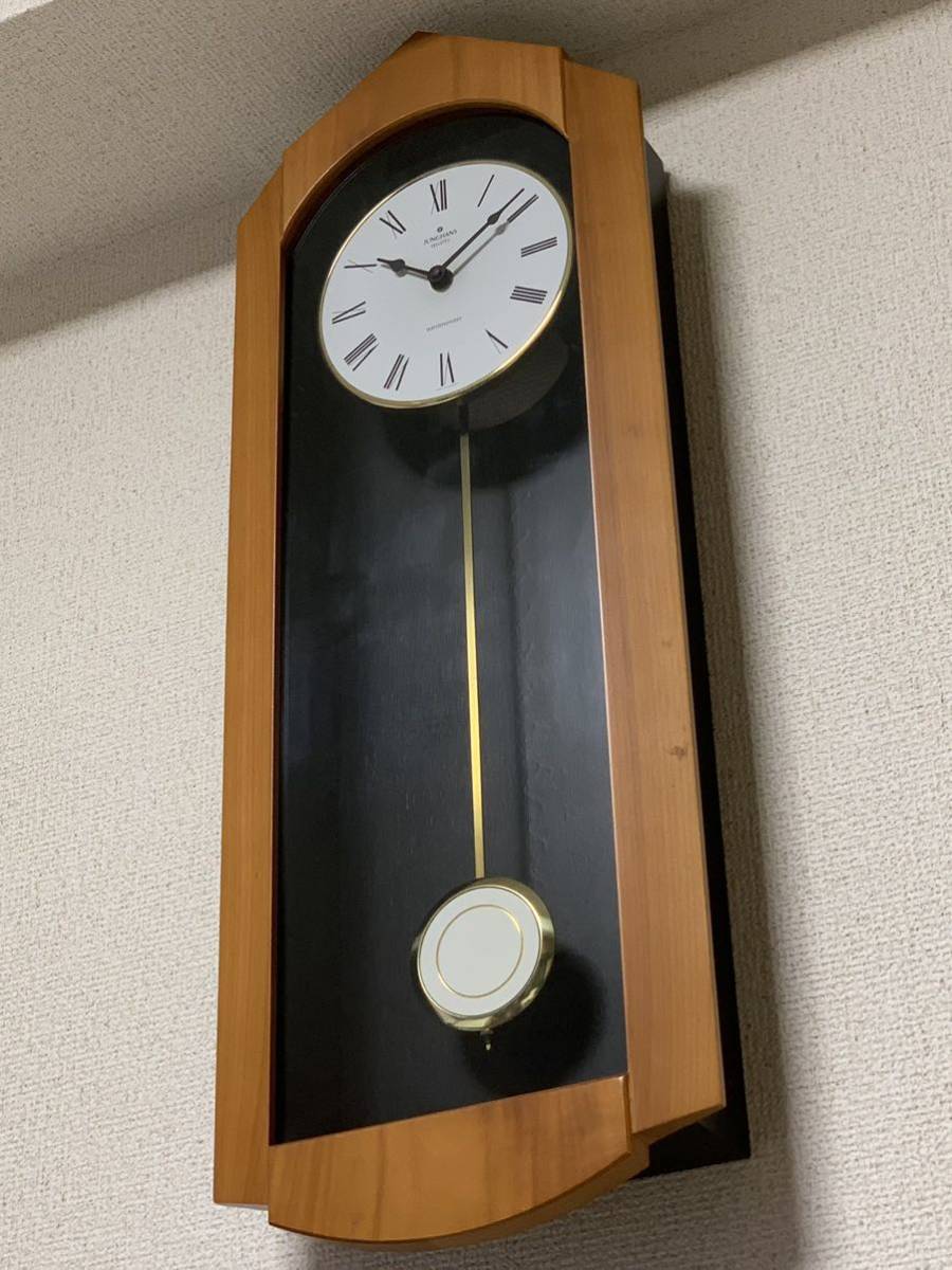 【JUNGHANS】ユンハンス 390/1093 ドミノ 4/4 ウェストミンスター 水晶時計 柱時計 振子 掛時計 クォーツ 電池式 動作確認済み 古時計の画像1