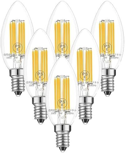 サイズ: E12口金_電球色 シャンデリア電球 E12口金 60W形相当 電球色 LED電球 6W LEDフィラメント電球 27_画像1