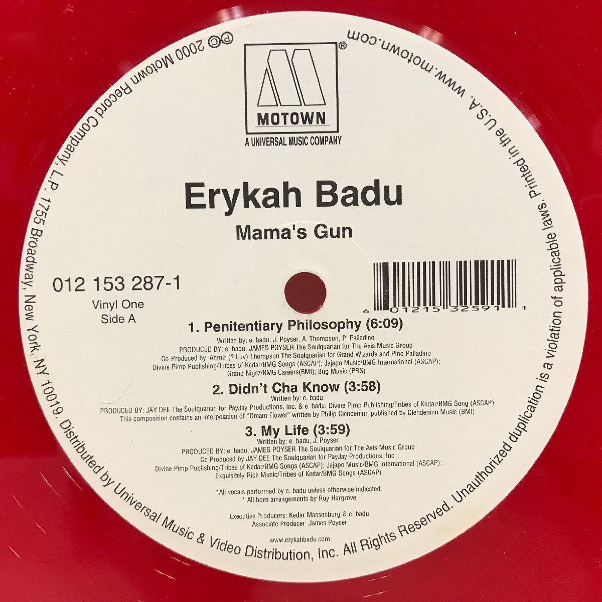 【US盤 2LP】Erykah Badu / Mamas' Gun / エリカ・バドゥ / MOTOWN 012 153 287-1 012 153 2878-1 レッドクリア ◆_画像2