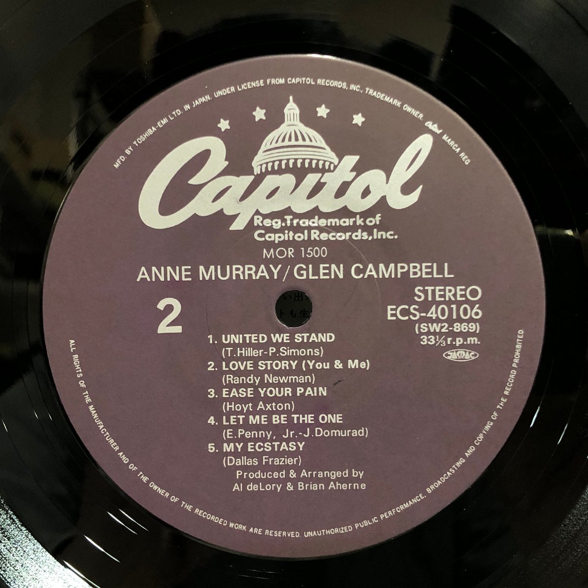 【LP】アン・マレー、グレン・キャンベル / ANNE MURRAY & GLEN CAMPBELL / 帯 OBI 解説・歌詞付 CAPITOL ECS-40106 ▲_画像4