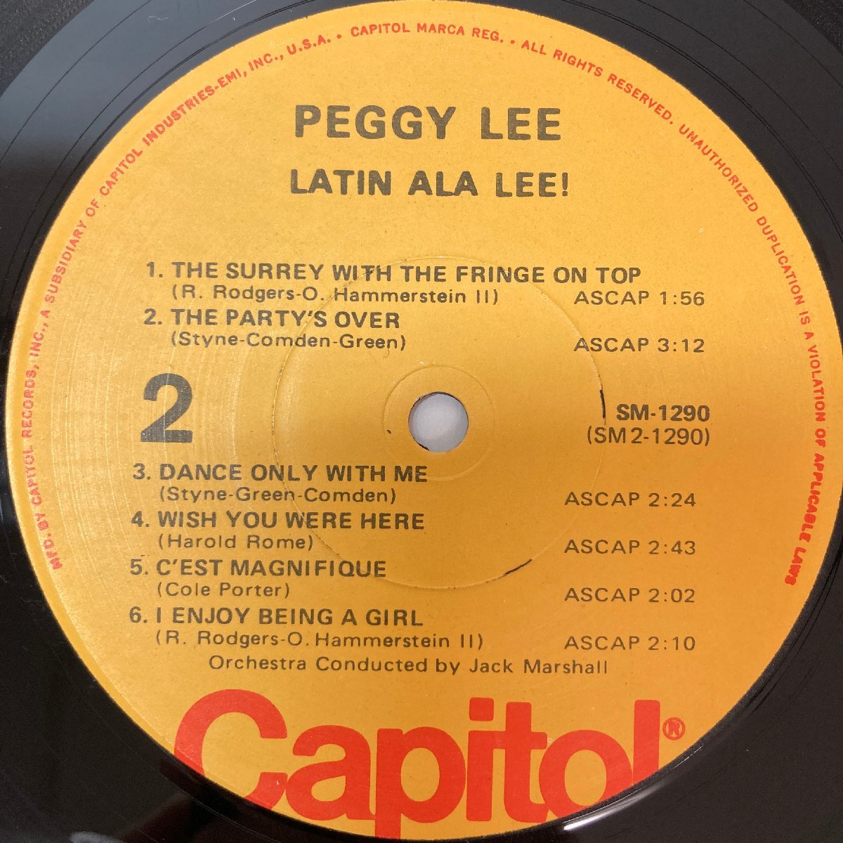 【US盤LP】PEGGY LEE / LATIN ALA LEE！ / CAPITOL/ SM-1290●_画像4