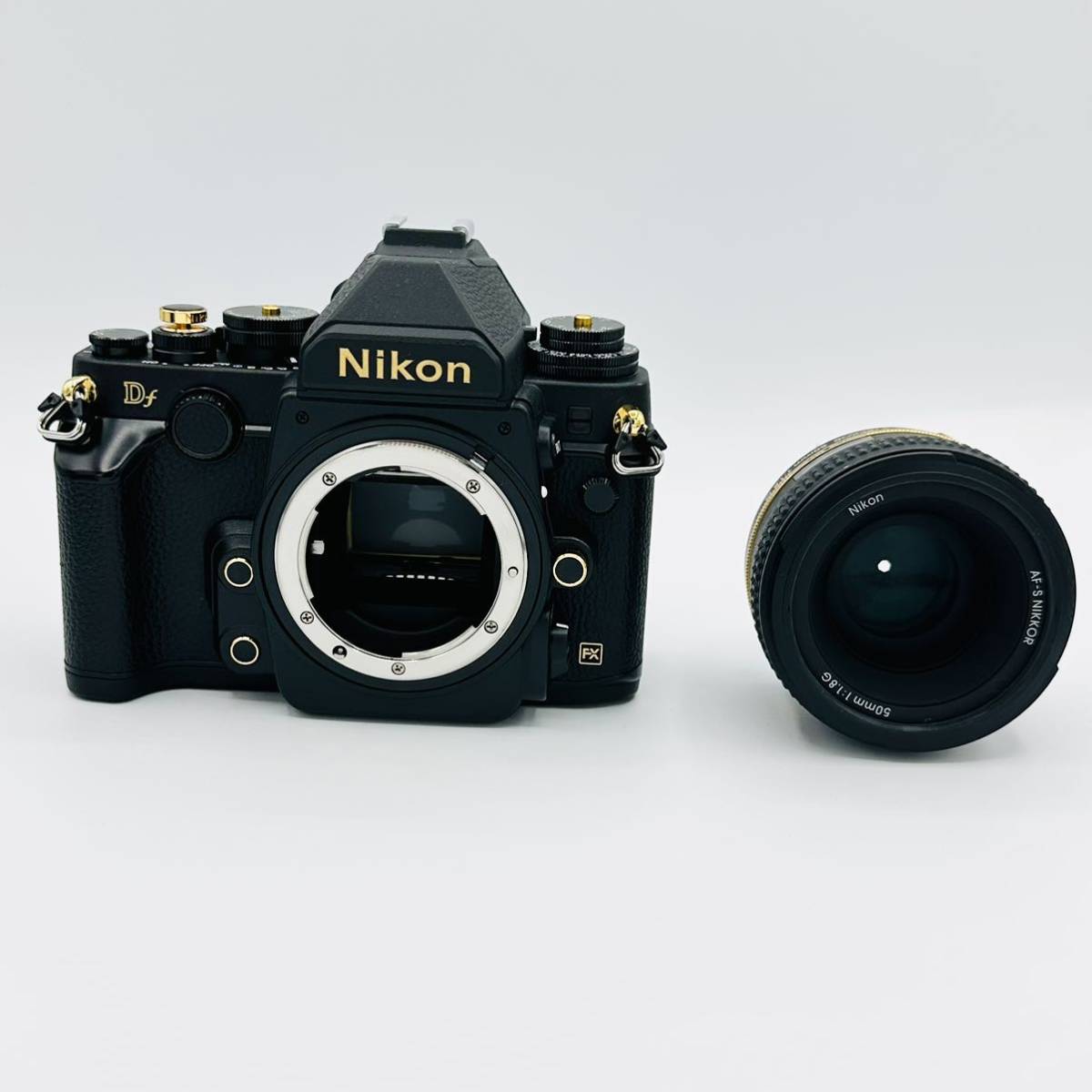 [ почти новый 4003 Schott редкость ]Nikon цифровой однообъективный зеркальный камера Df черный 50mm f/1.8G Special Gold Edition линзы комплект 