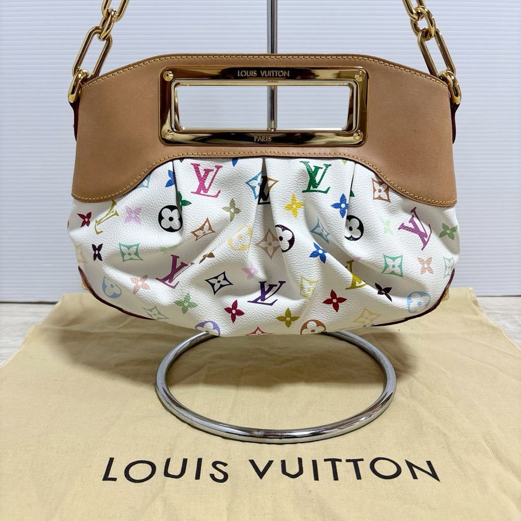 ルイヴィトン LOUIS VUITTON ジュディPM ホワイト マルチカラー モノグラム ハンドバッグ ショルダーバッグ 2WAY ロゴ 総ロゴ LV レザー_画像1