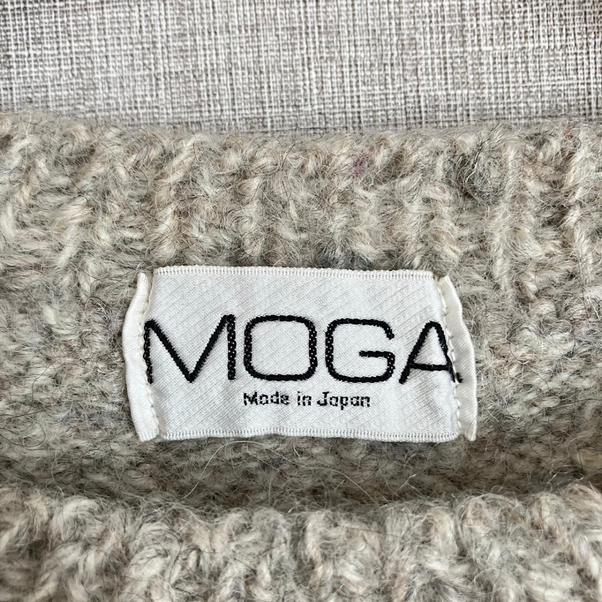 H6596NL made in Japan MOGA Moga size M rank knitted sweater wool knitted wool 100% gray Northern Europe pattern nordic old clothes lady's cropped pants height 