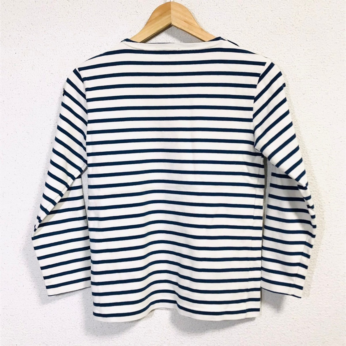 H6800dL France made Le Minor Le Minor size 0 (S rank ) bus k shirt long sleeve T shirt long T border pattern cut and sewn white × navy cotton 100%