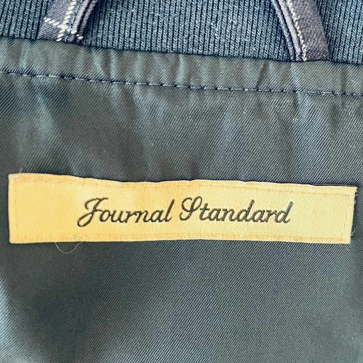 H6819cL JOURNAL STANDARD ジャーナルスタンダード サイズM ブルゾン ジップアップジャケット ジャンパー ネイビー メンズ チェック柄の画像7