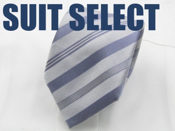 【ナロータイ特集】OB 313 スーツセレクト SUIT SELECT ネクタイ ナローネクタイ 薄紫系 ストライプ柄 ジャガード_画像1