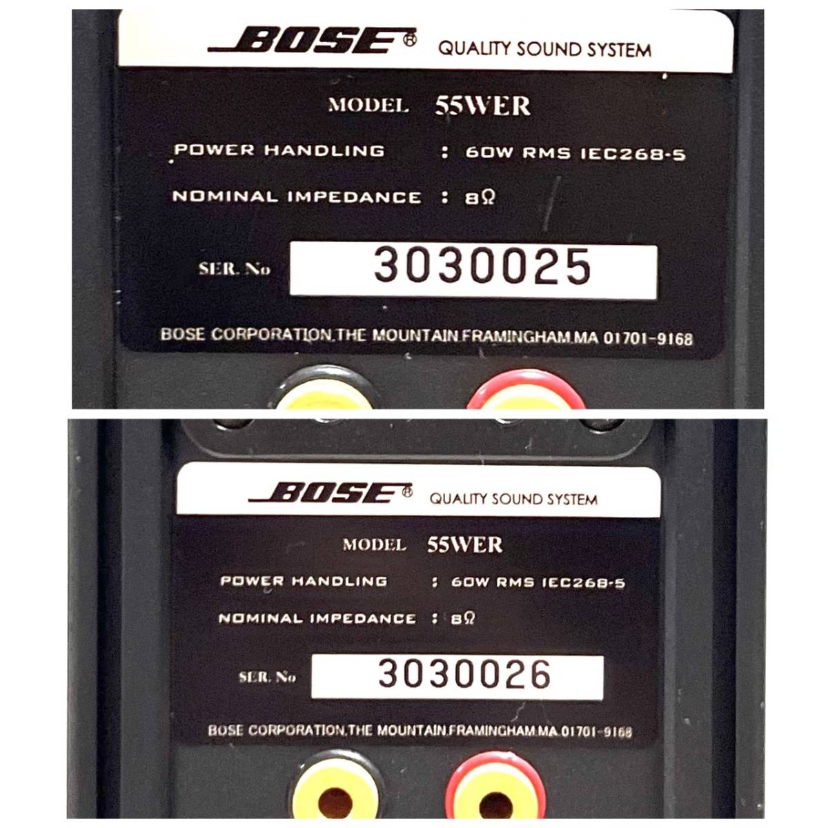 ☆送料無料 良品 Bose ボーズ 55WER トールボーイ スピーカー ブラック ペア シリアル連番_画像6