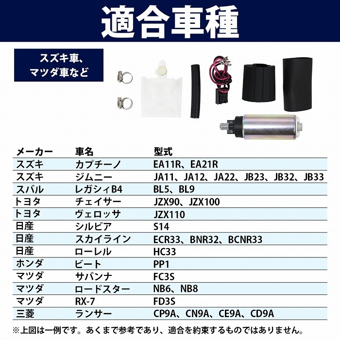 トヨタ レビン トレノ ハチロク AE86 255LPH 燃料ポンプ 大容量 防音カバー フィルター フューエル ポンプ ガソリン_画像4