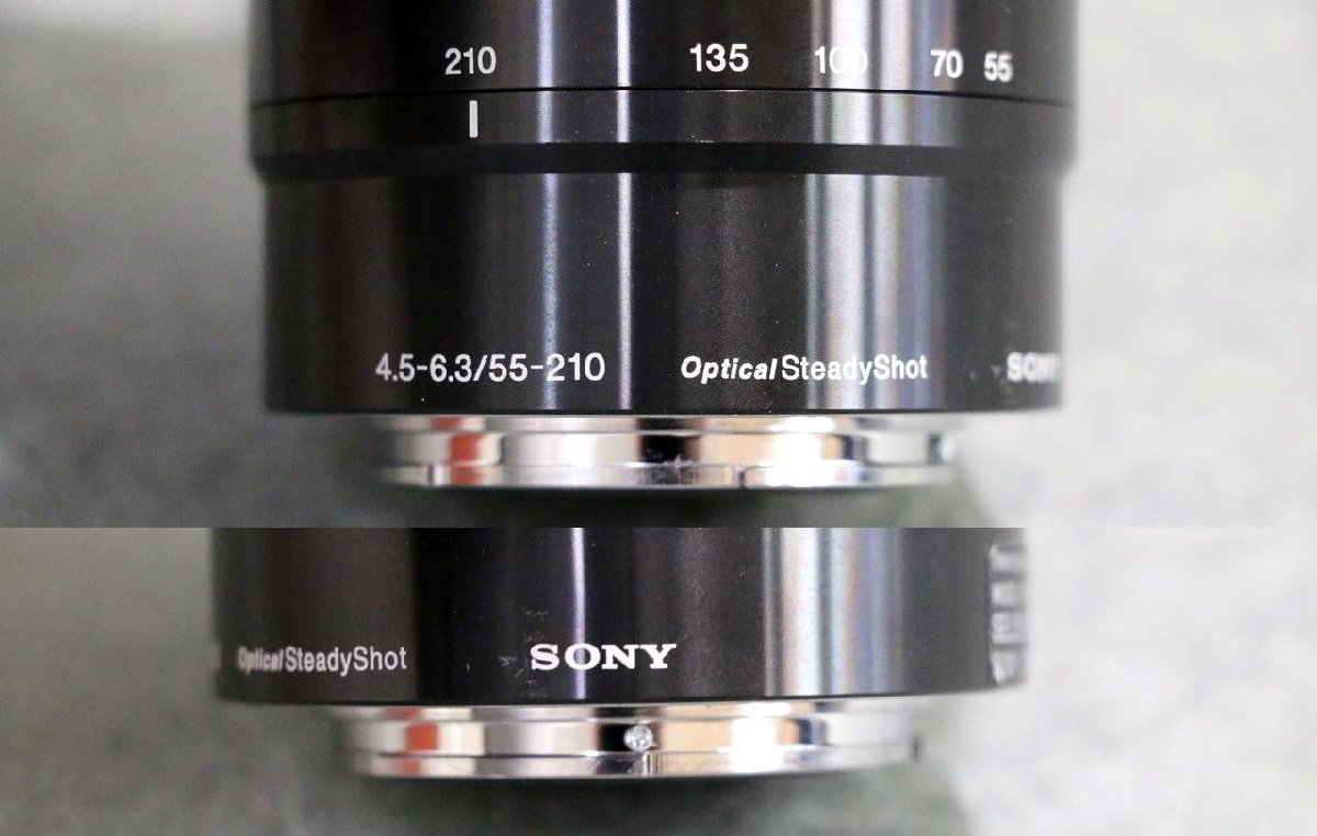 １円～【カメラレンズ】ソニー SONY E-MOUNT 4.5-6.3/55-210 SEL55210 フード 前後キャップ付 　_画像2