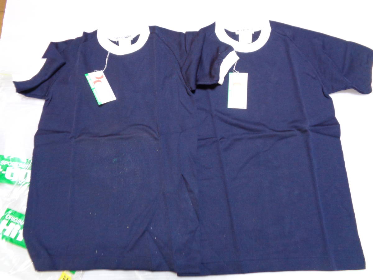 2 листов M темно-синий × белый 512-SM хит Union короткий рукав футболка спортивная форма спортивная форма Showa Retro не использовался плесень пятна загрязнения!