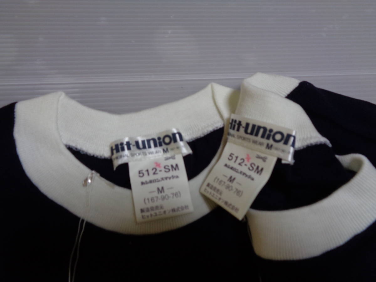 2 sheets M navy blue × white 512-SM hit Union short sleeves T-shirt gym uniform gym uniform Showa Retro unused mold some stains dirt!