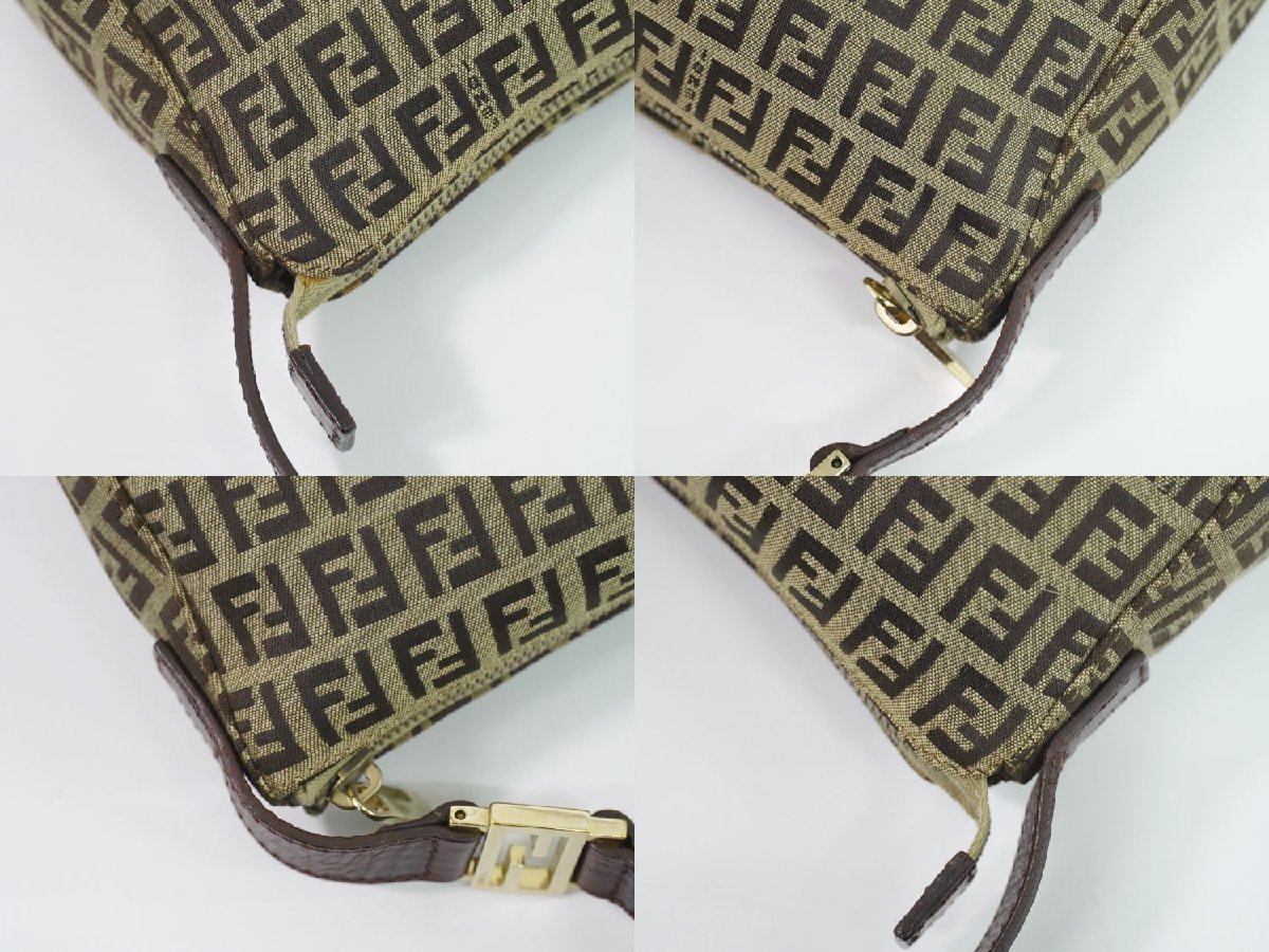 本物 フェンディ FENDI ズッキーノ ショルダーバッグ ハンドバッグ キャンバス ベージュ ブラウン 8BR444_画像6